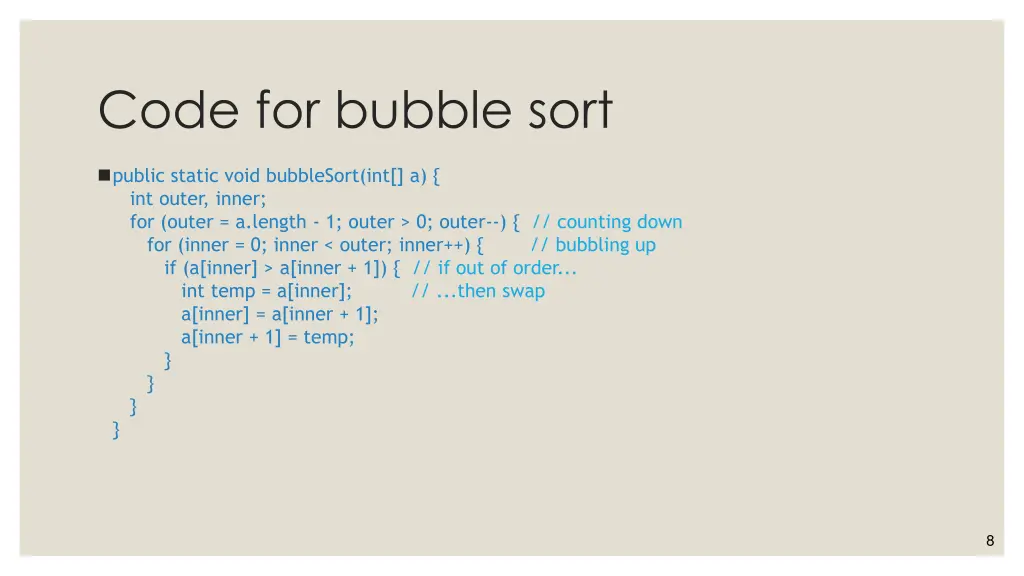 code for bubble sort