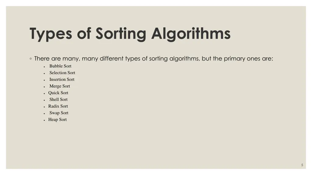 types of sorting algorithms