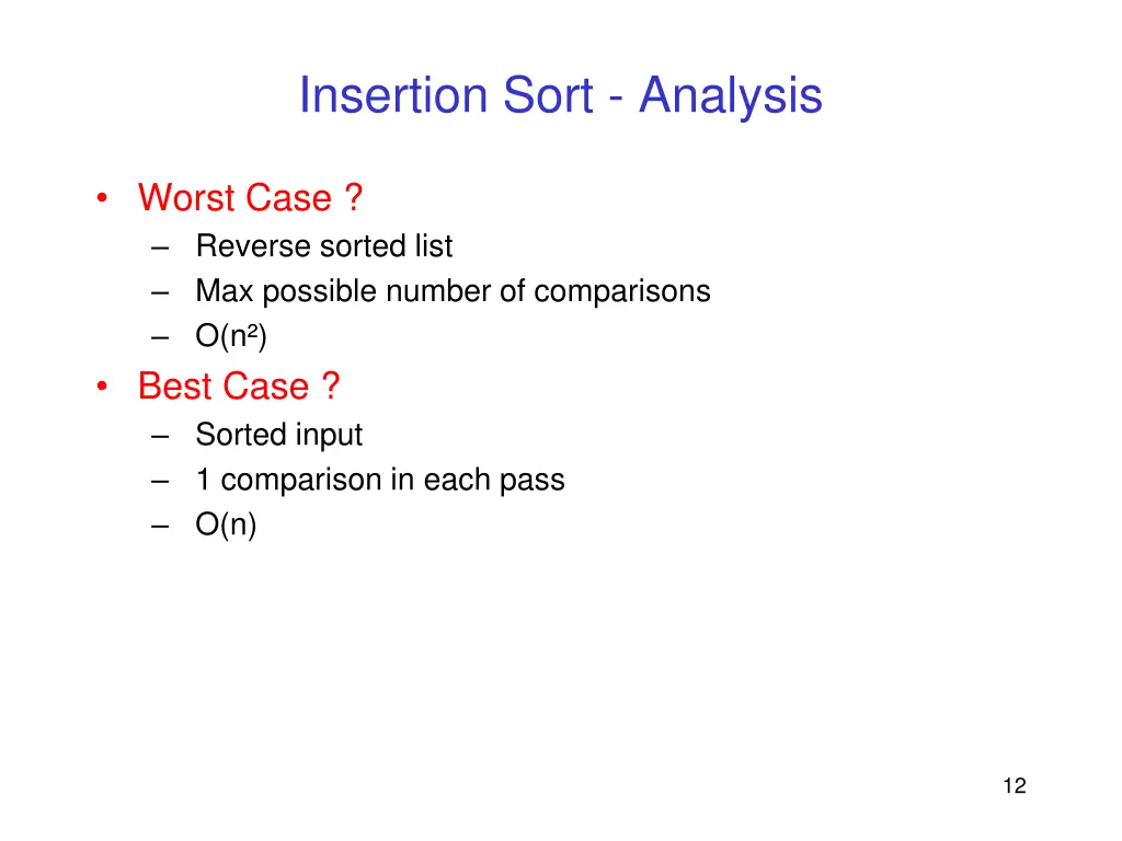 insertion sort analysis 1
