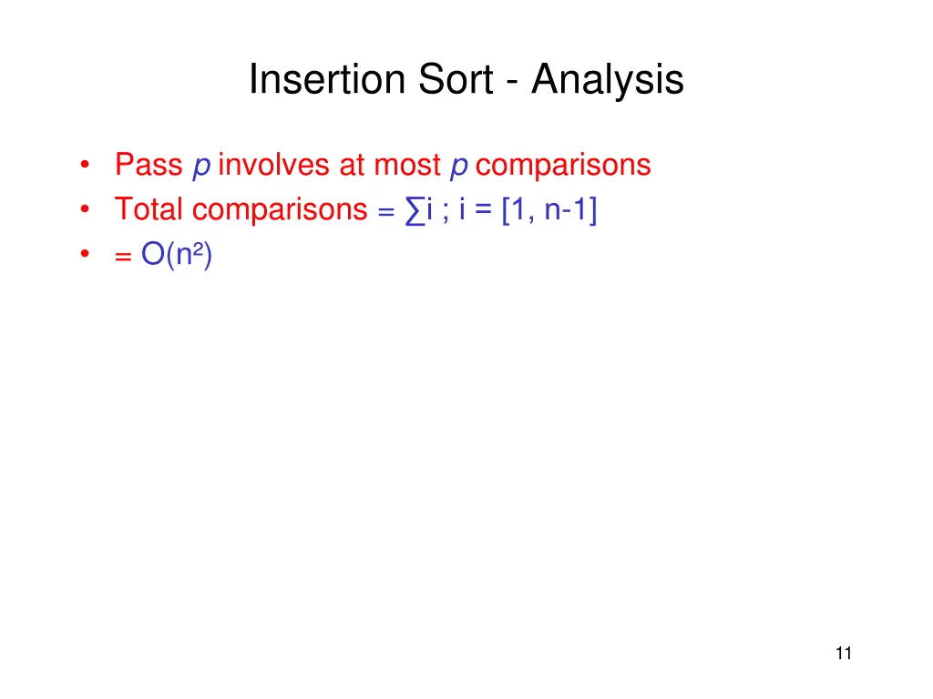 insertion sort analysis