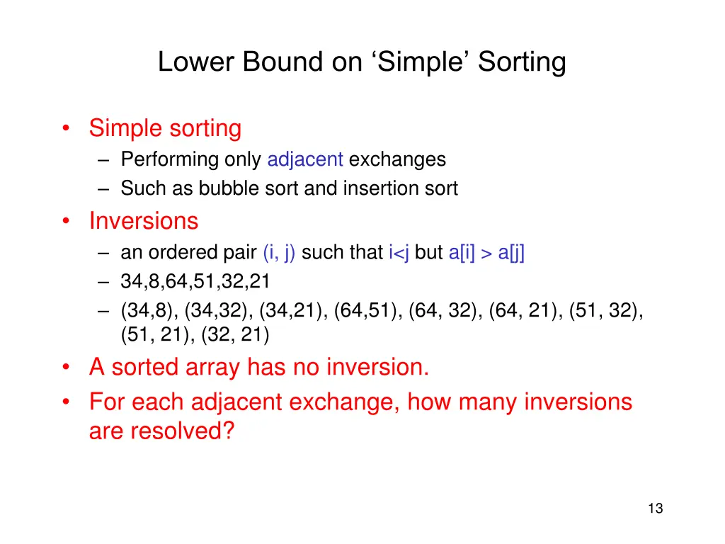 lower bound on simple sorting