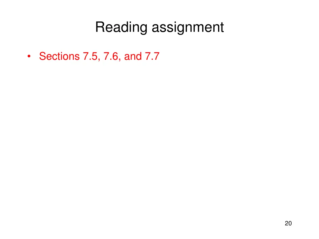 reading assignment