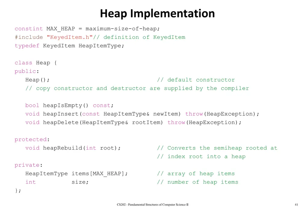 heap implementation
