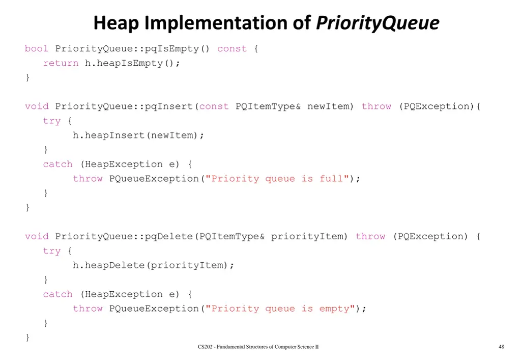 heap implementation of priorityqueue 2