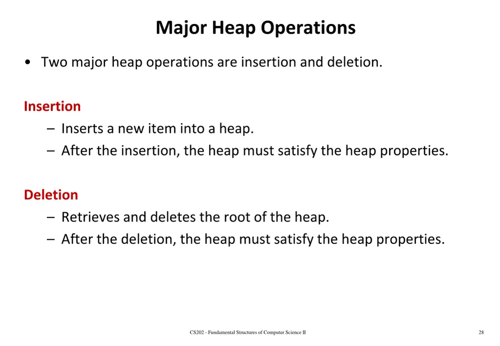 major heap operations