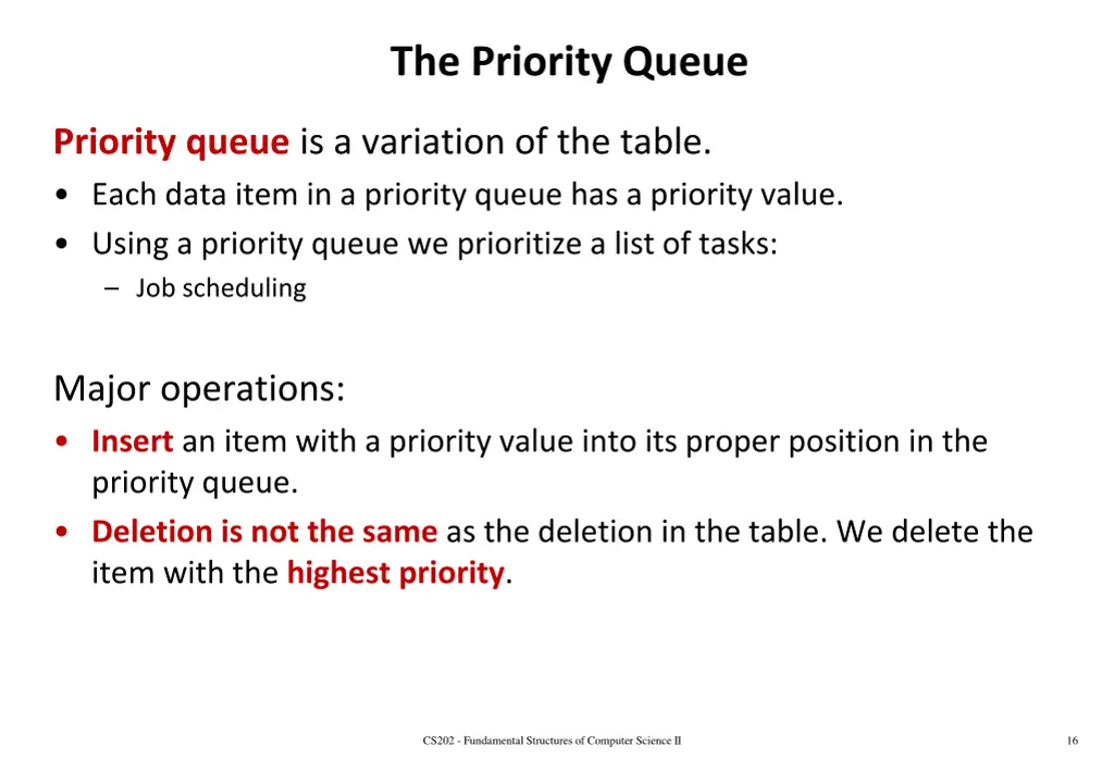the priority queue