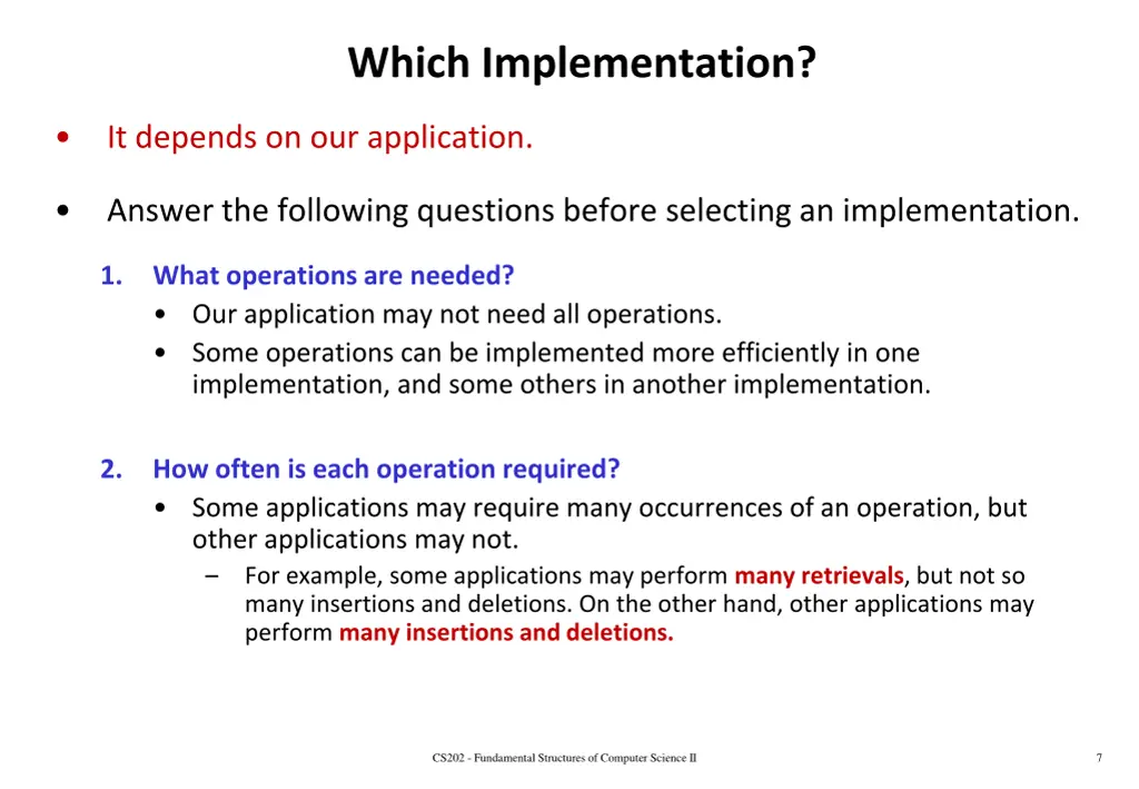 which implementation