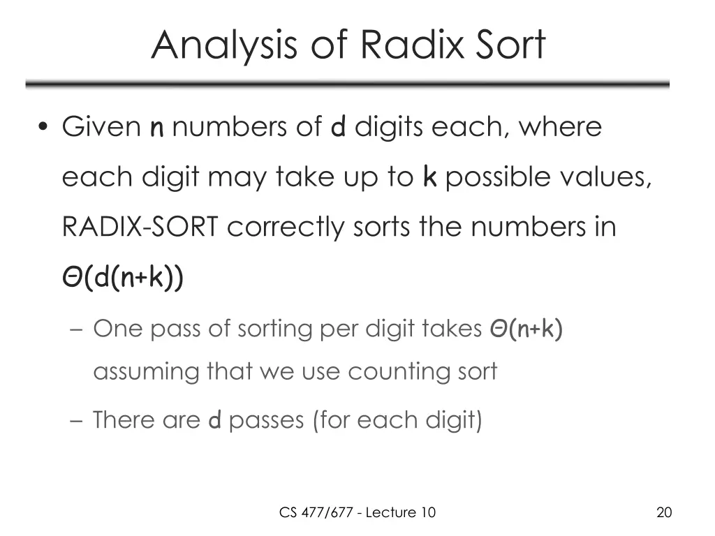 analysis of radix sort