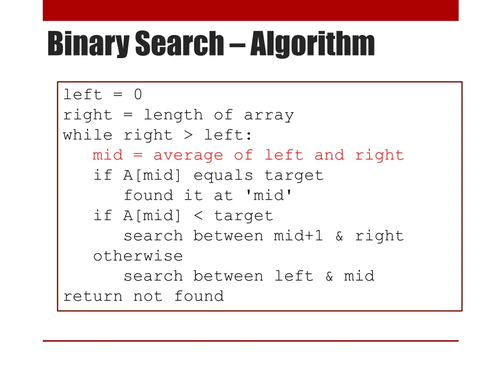 binary search algorithm 1