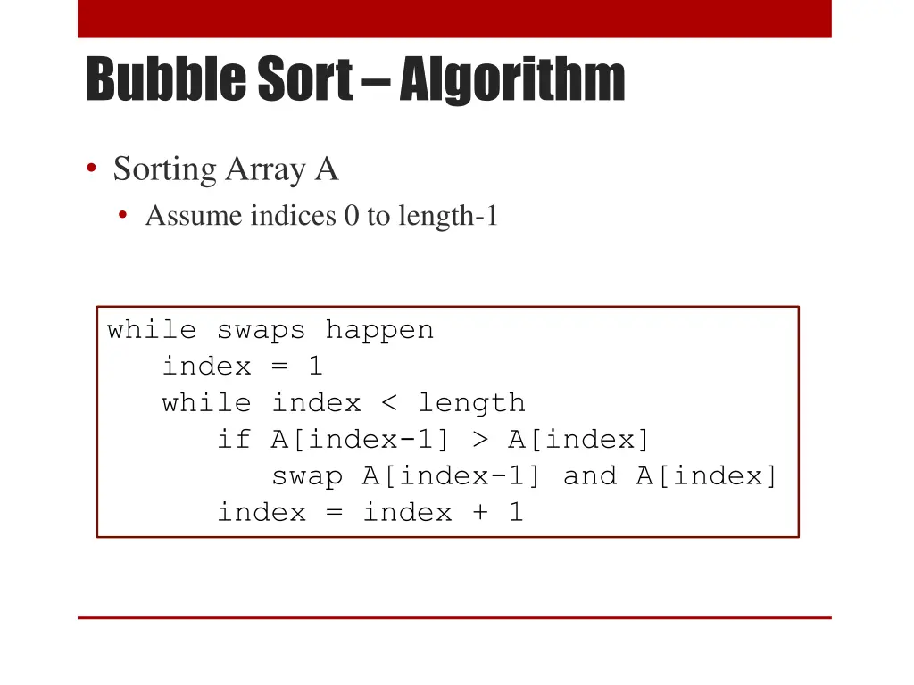 bubble sort algorithm