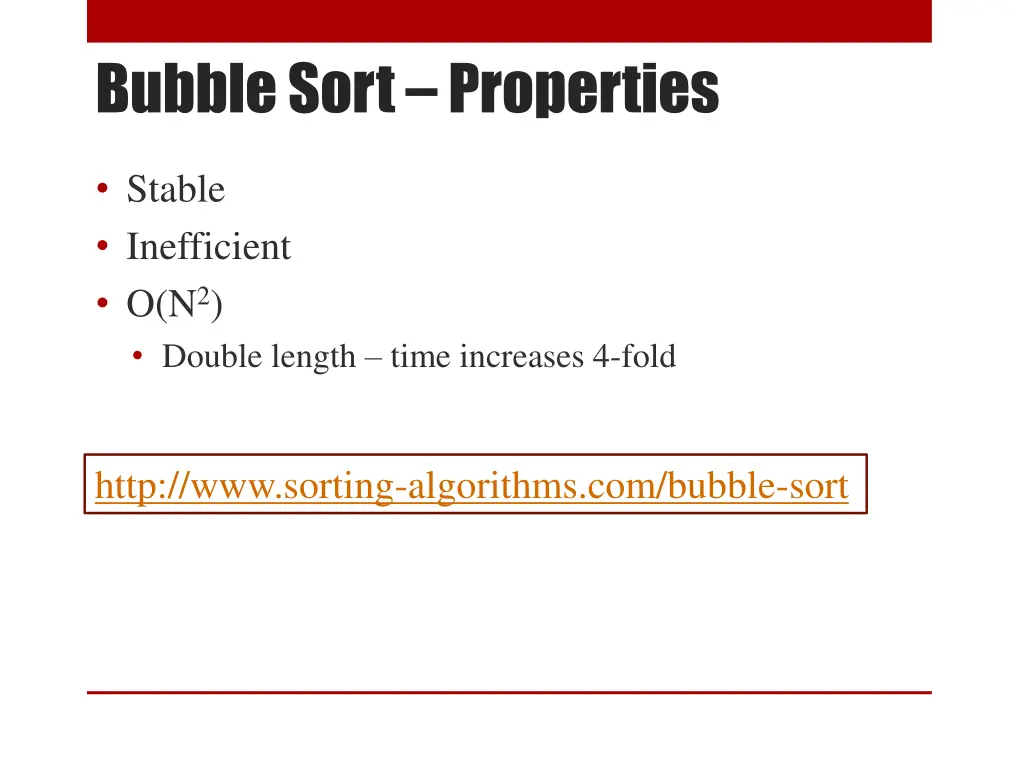 bubble sort properties