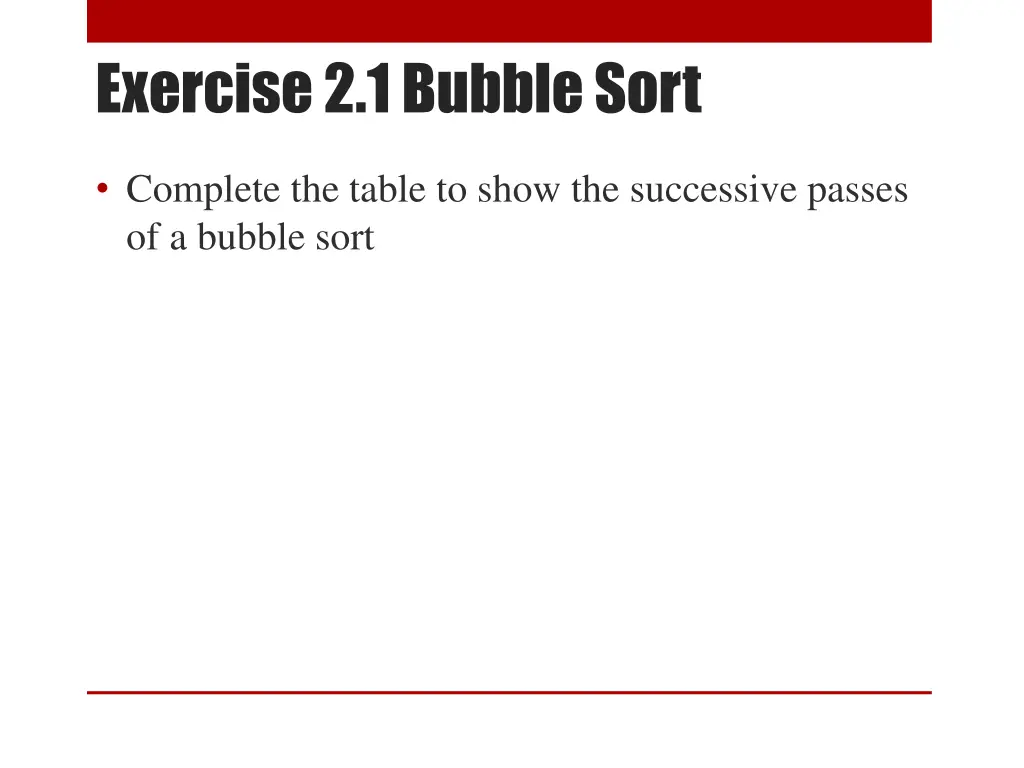 exercise 2 1 bubble sort