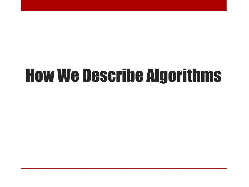 how we describe algorithms