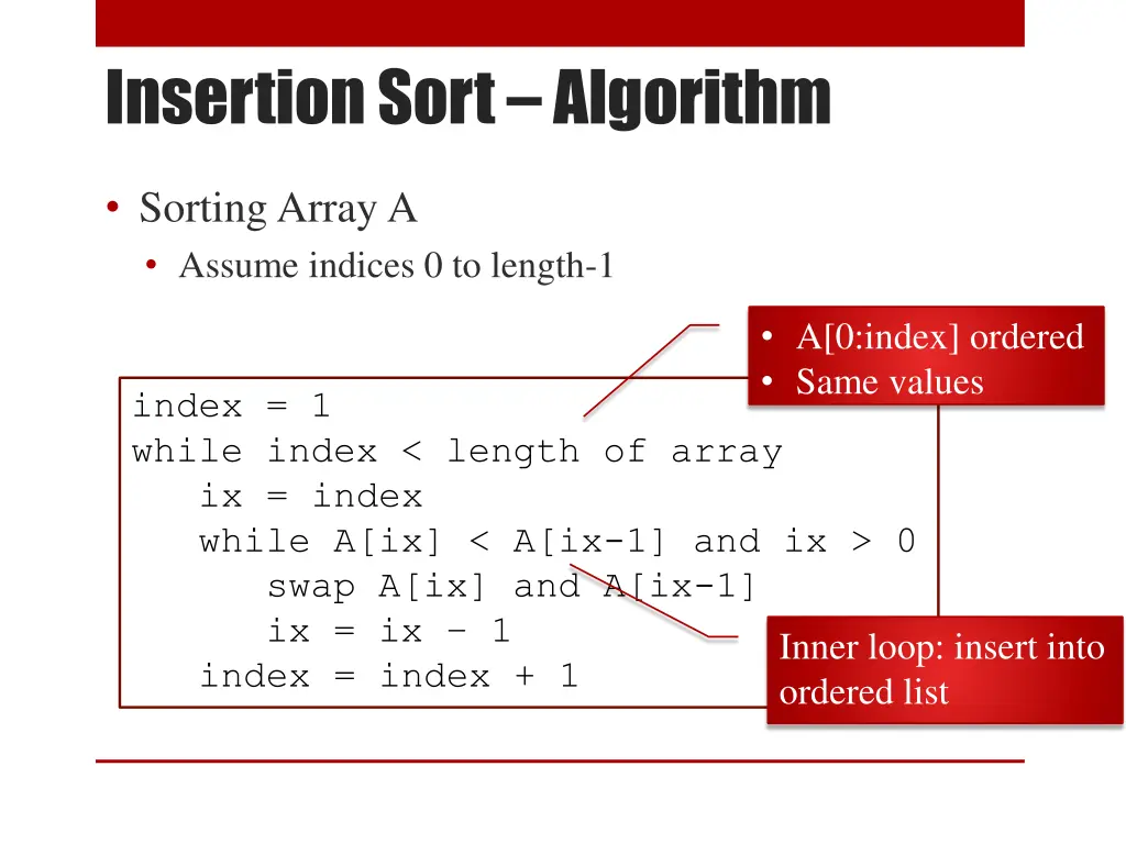 insertion sort algorithm