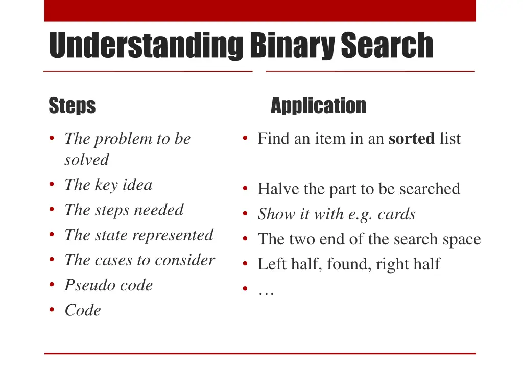 understanding binary search
