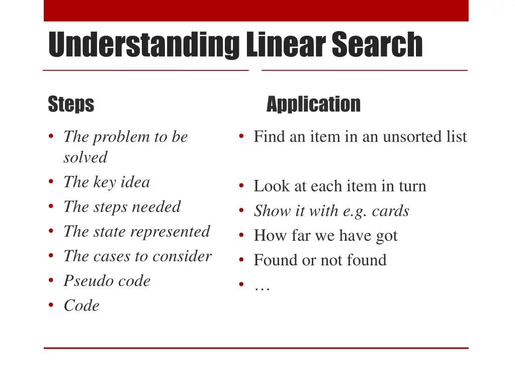 understanding linear search