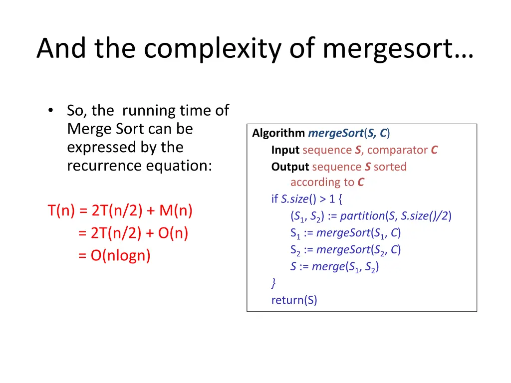 and the complexity of mergesort
