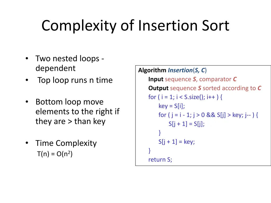 complexity of insertion sort