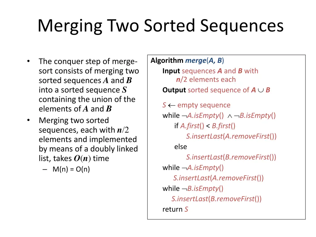 merging two sorted sequences