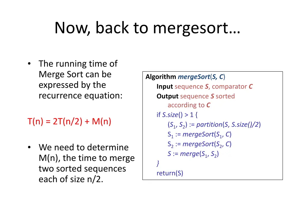 now back to mergesort