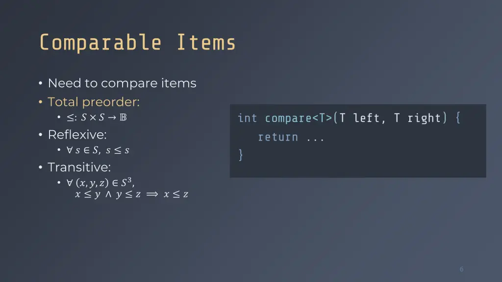 comparable items