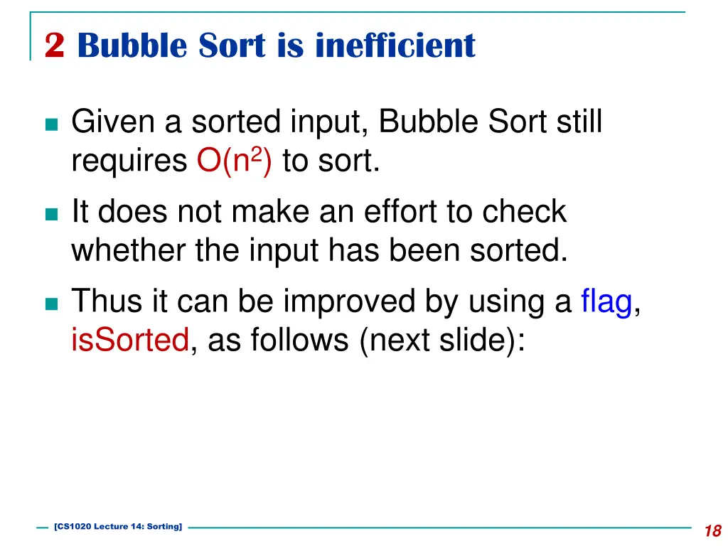 2 bubble sort is inefficient