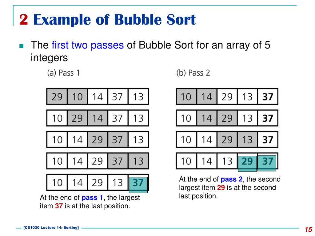 2 example of bubble sort