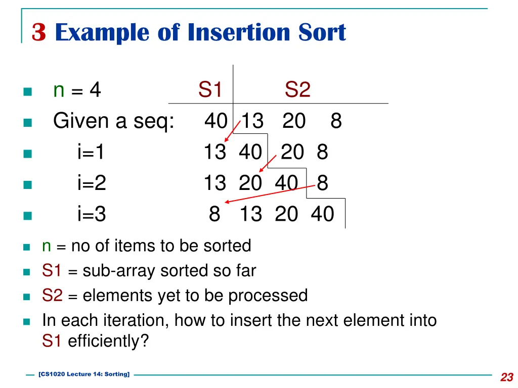 3 example of insertion sort