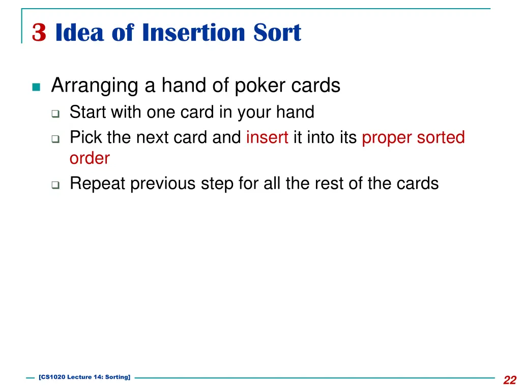 3 idea of insertion sort