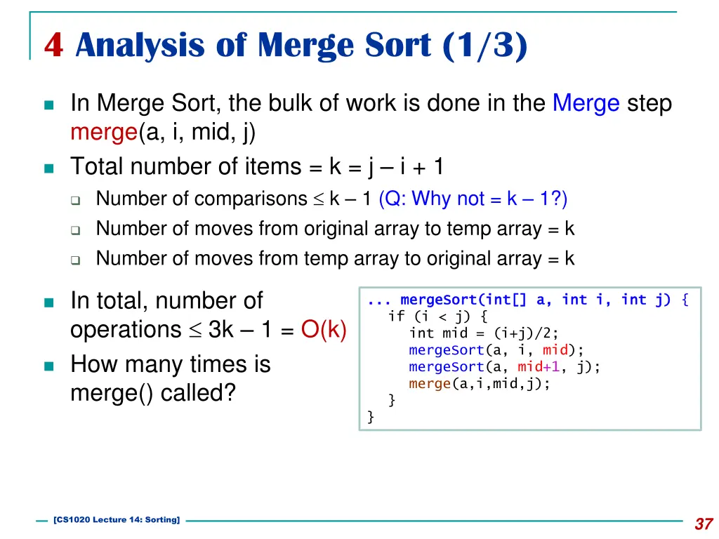 4 analysis of merge sort 1 3