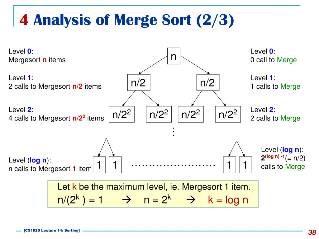 4 analysis of merge sort 2 3