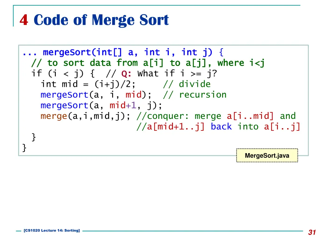 4 code of merge sort