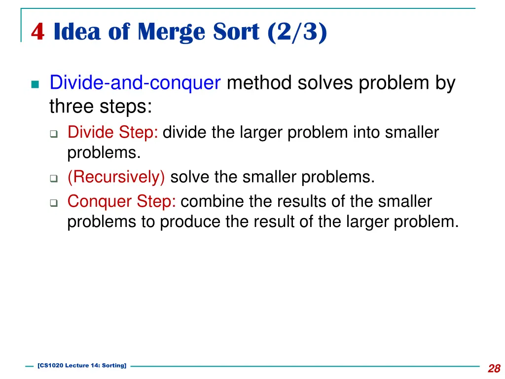 4 idea of merge sort 2 3