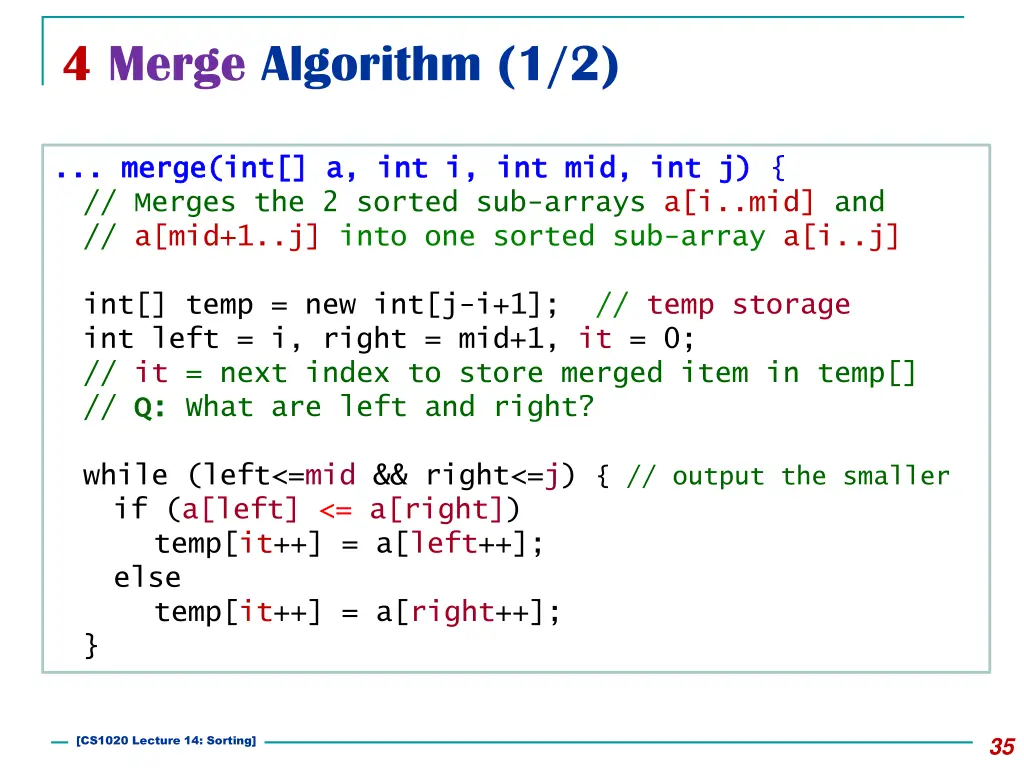 4 merge algorithm 1 2
