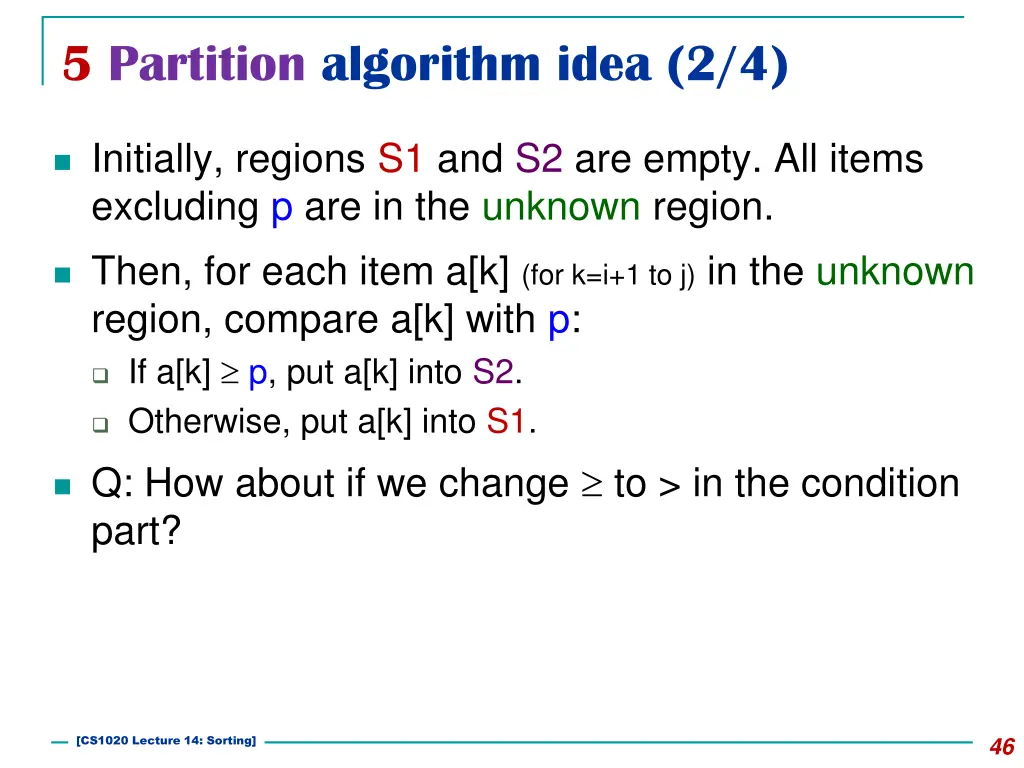 5 partition algorithm idea 2 4