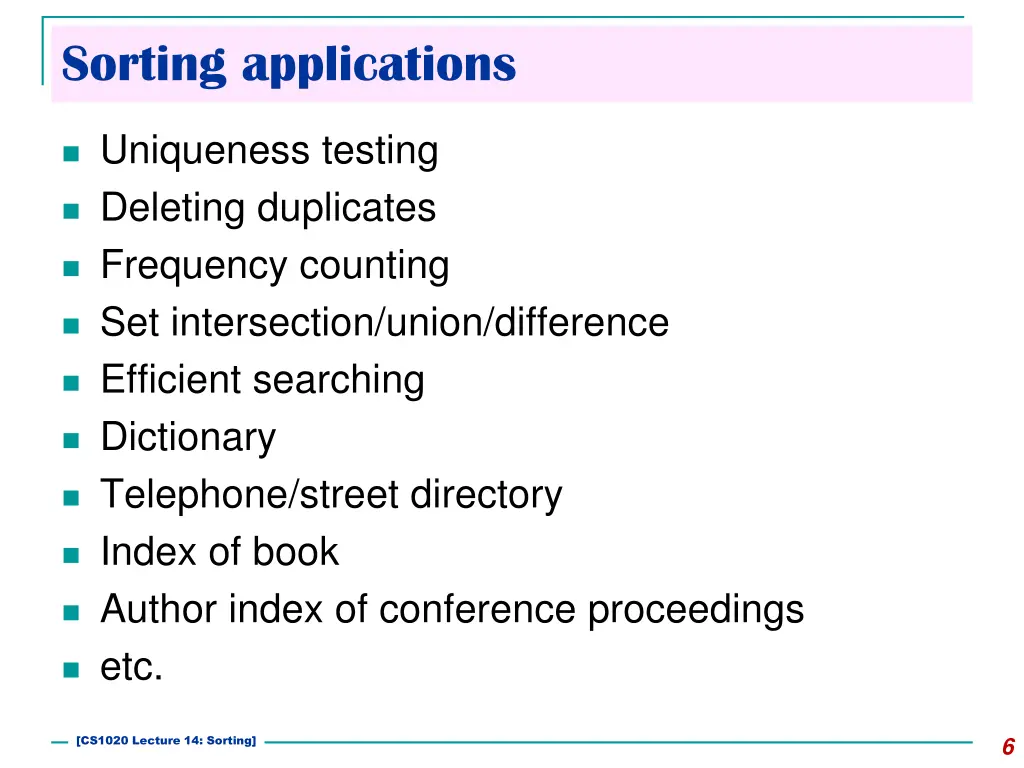 sorting applications