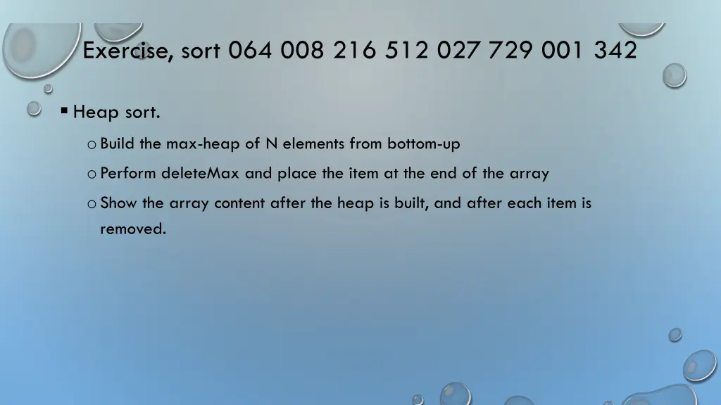 exercise sort 064 008 216 512 027 729 001 342 3