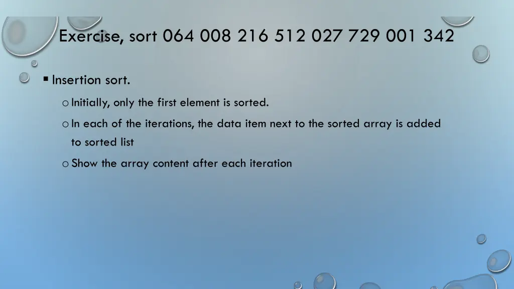 exercise sort 064 008 216 512 027 729 001 342