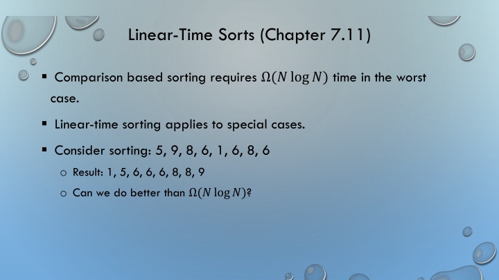 linear time sorts chapter 7 11