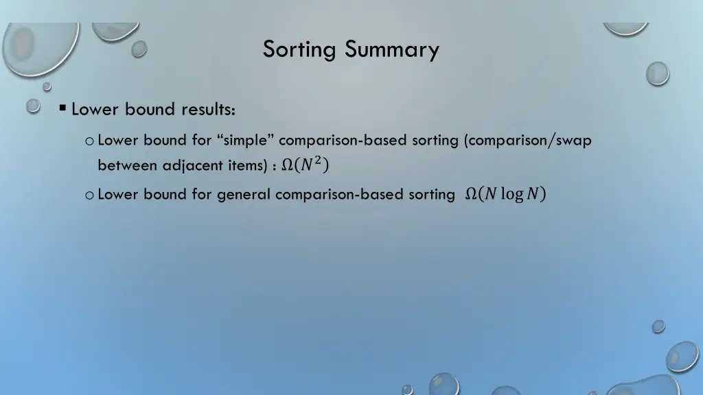 sorting summary