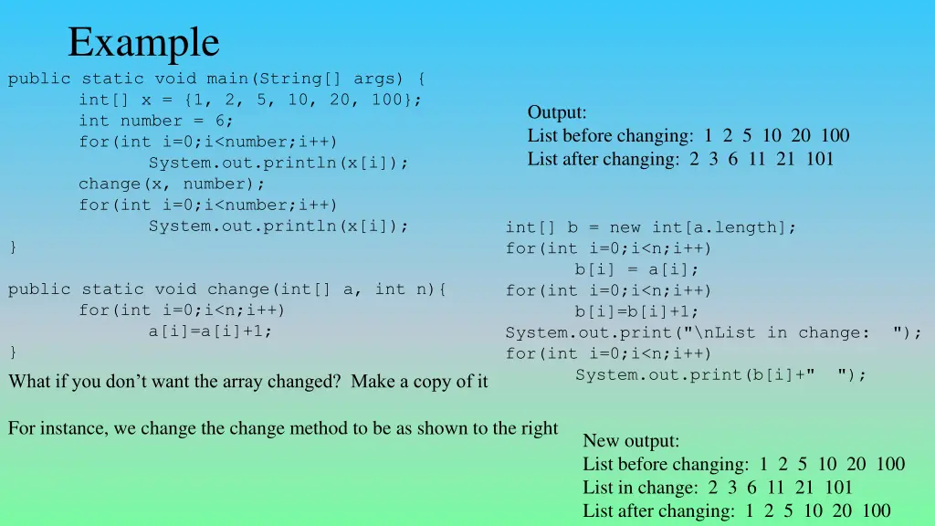 example public static void main string args