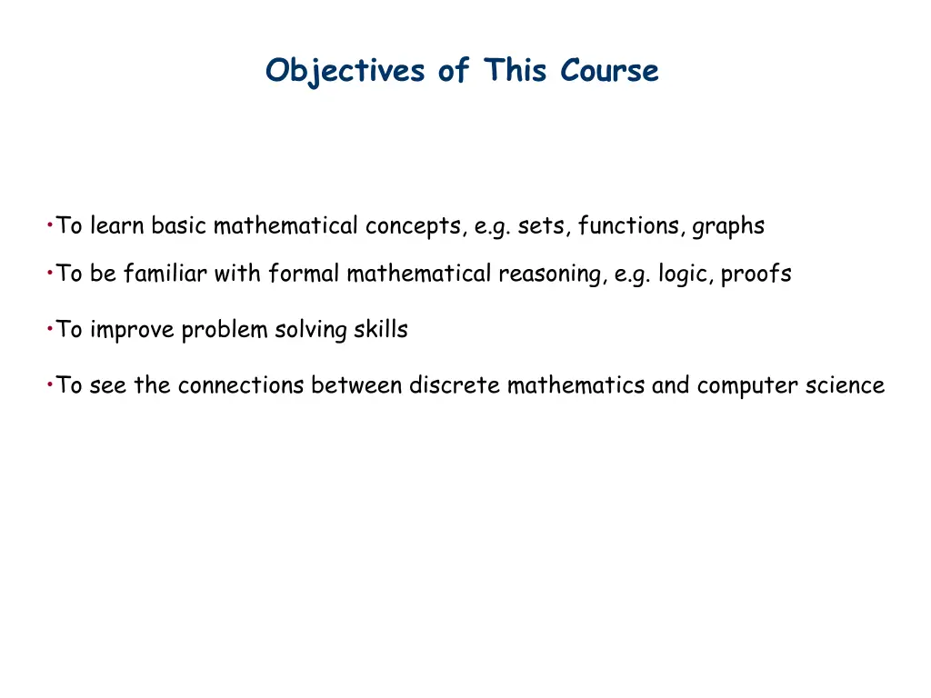 objectives of this course