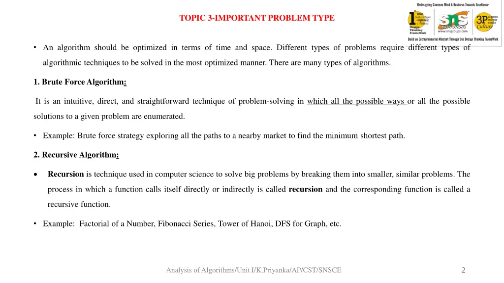 topic 3 important problem type