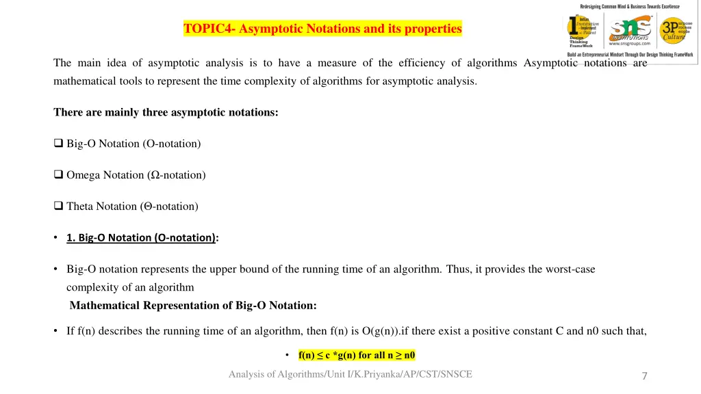 topic4 asymptotic notations and its properties