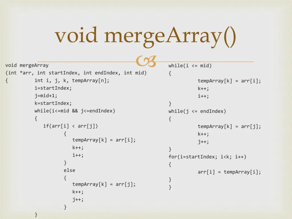 void mergearray
