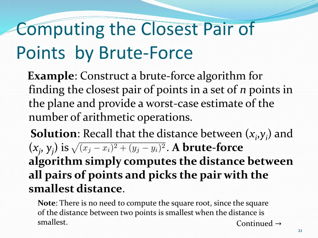 computing the closest pair of points by brute