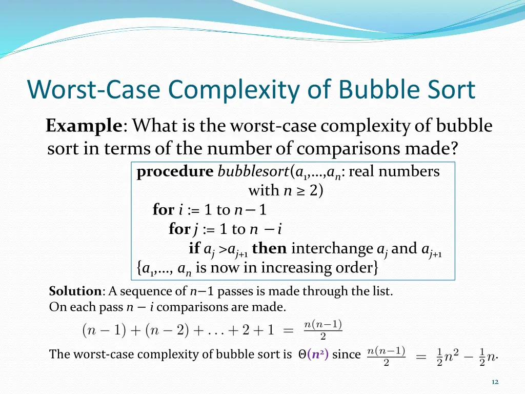 worst case complexity of bubble sort
