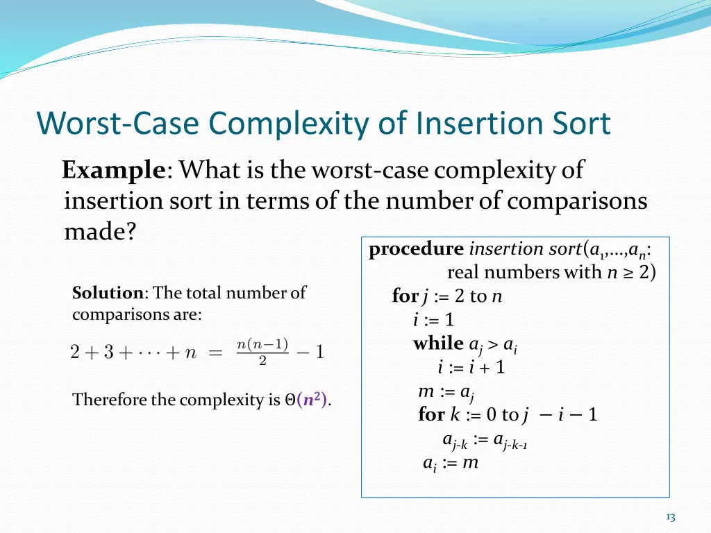 worst case complexity of insertion sort