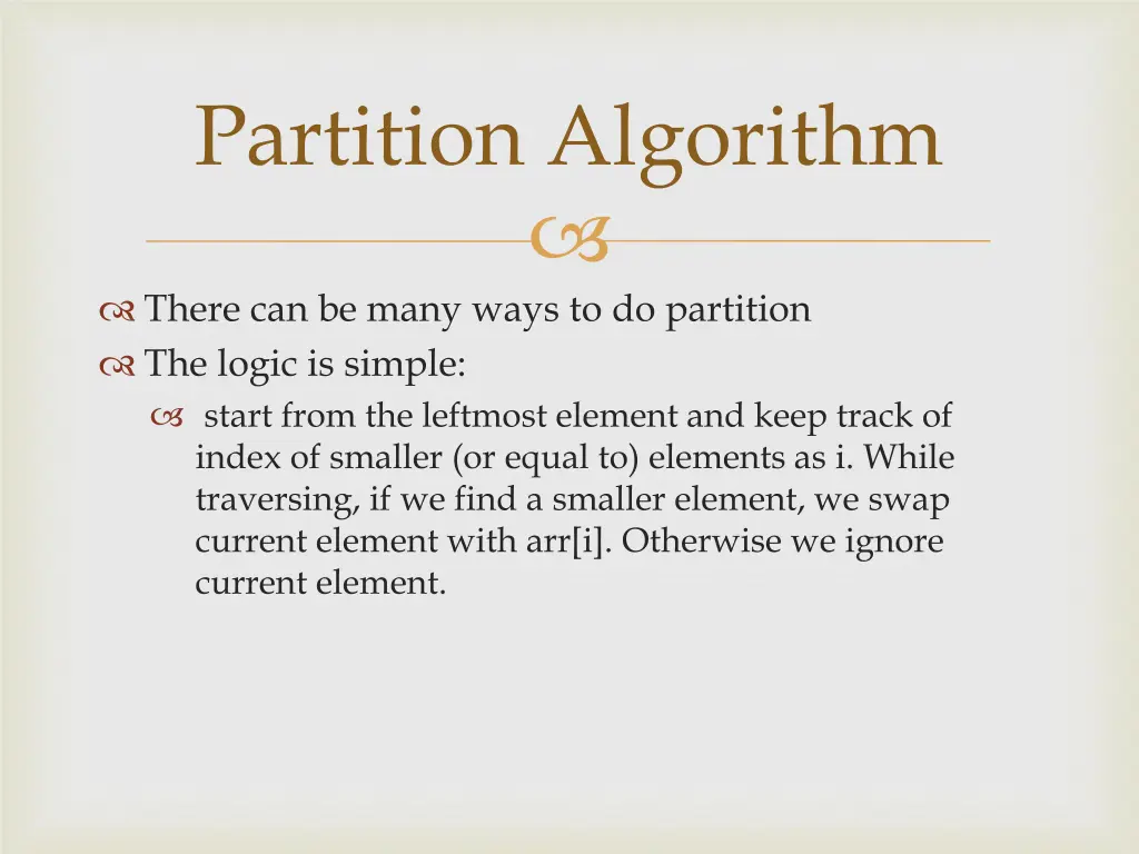 partition algorithm
