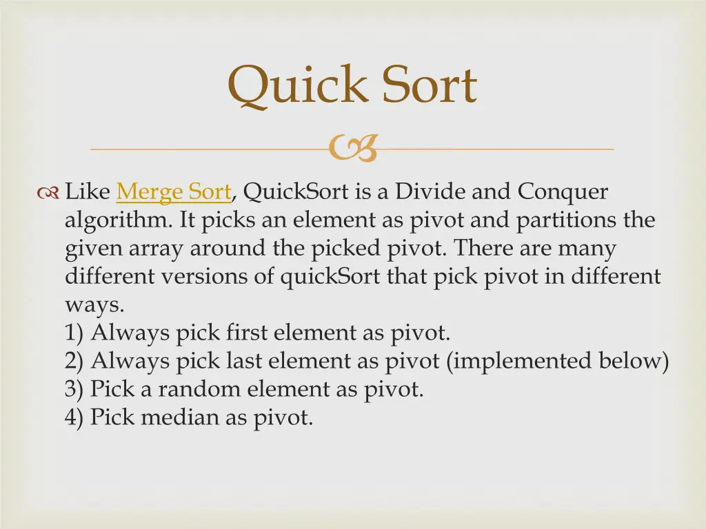 quick sort